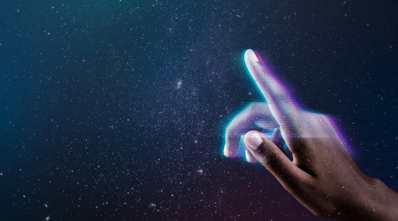 Inovação disruptiva: ilustração de uma mão em meio a um ambiente digital